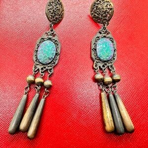 Vintage Custom Jewelry Filigree Beaded Dangle Drop Earrings